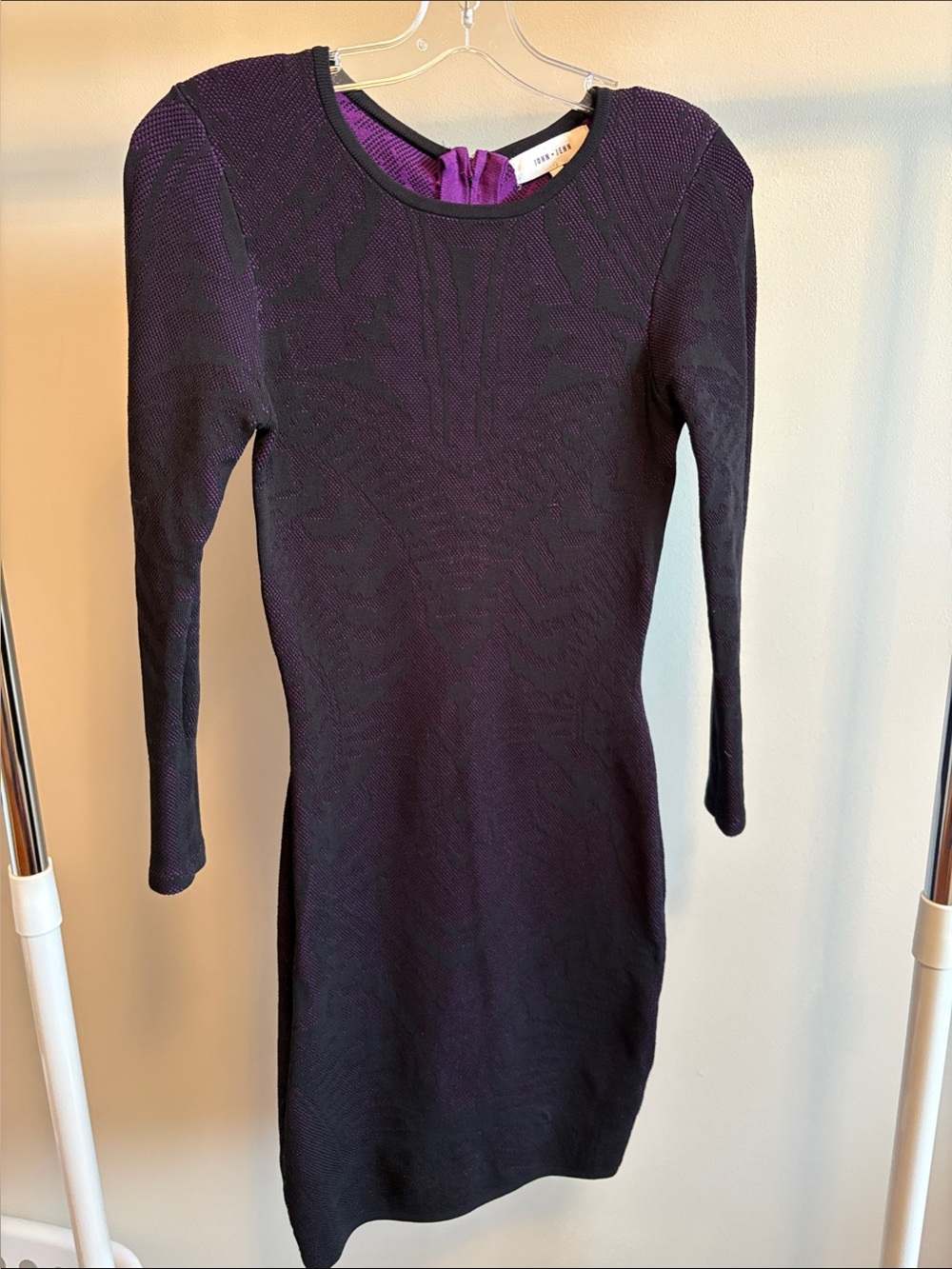 John + Jenn Plum/ Black Long Sleeve Bodycon Dress